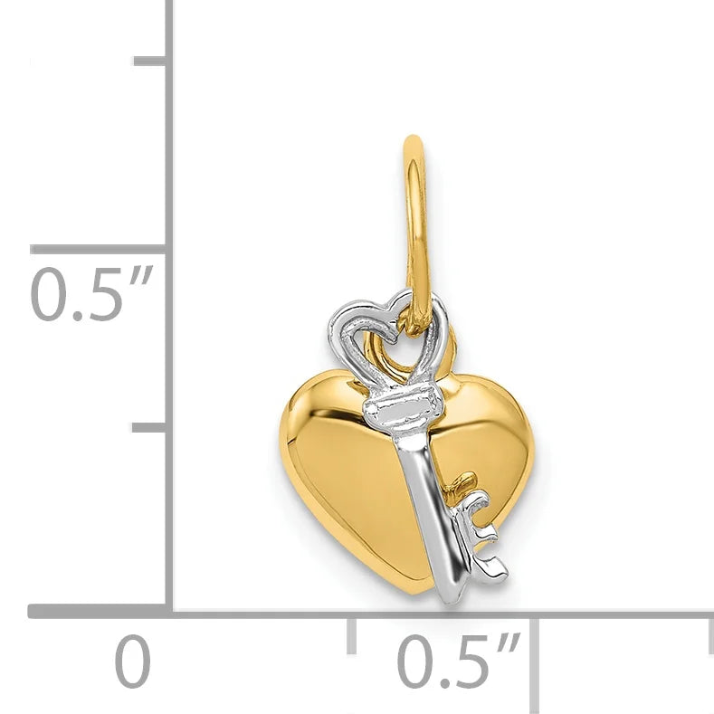 14K Two-Tone Gold Heart And Key Charm Necklace R743645