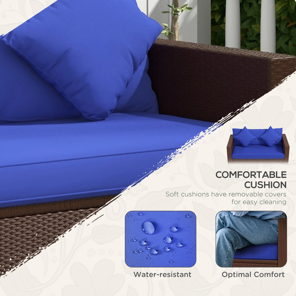 Blue Padded Outdoor Loveseat Sofa G5782