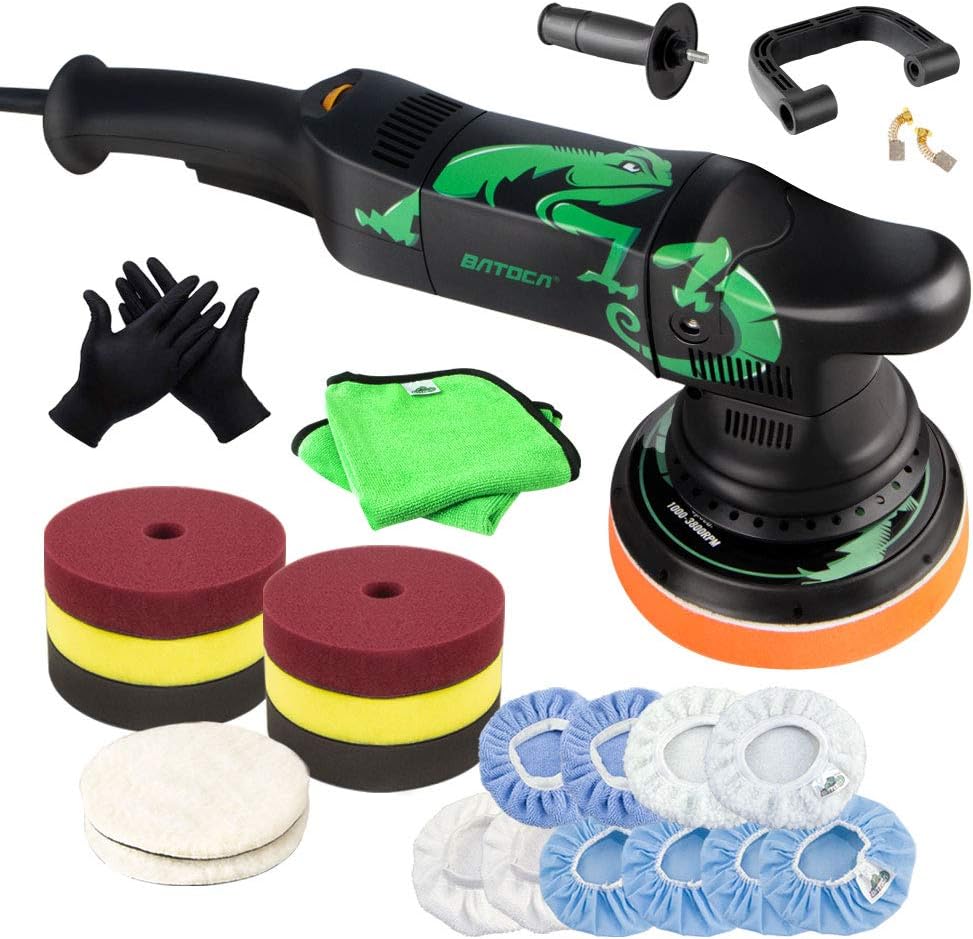 Dual Action Random Orbital Car Buffer Polisher with Foam and Wool Pads I803
