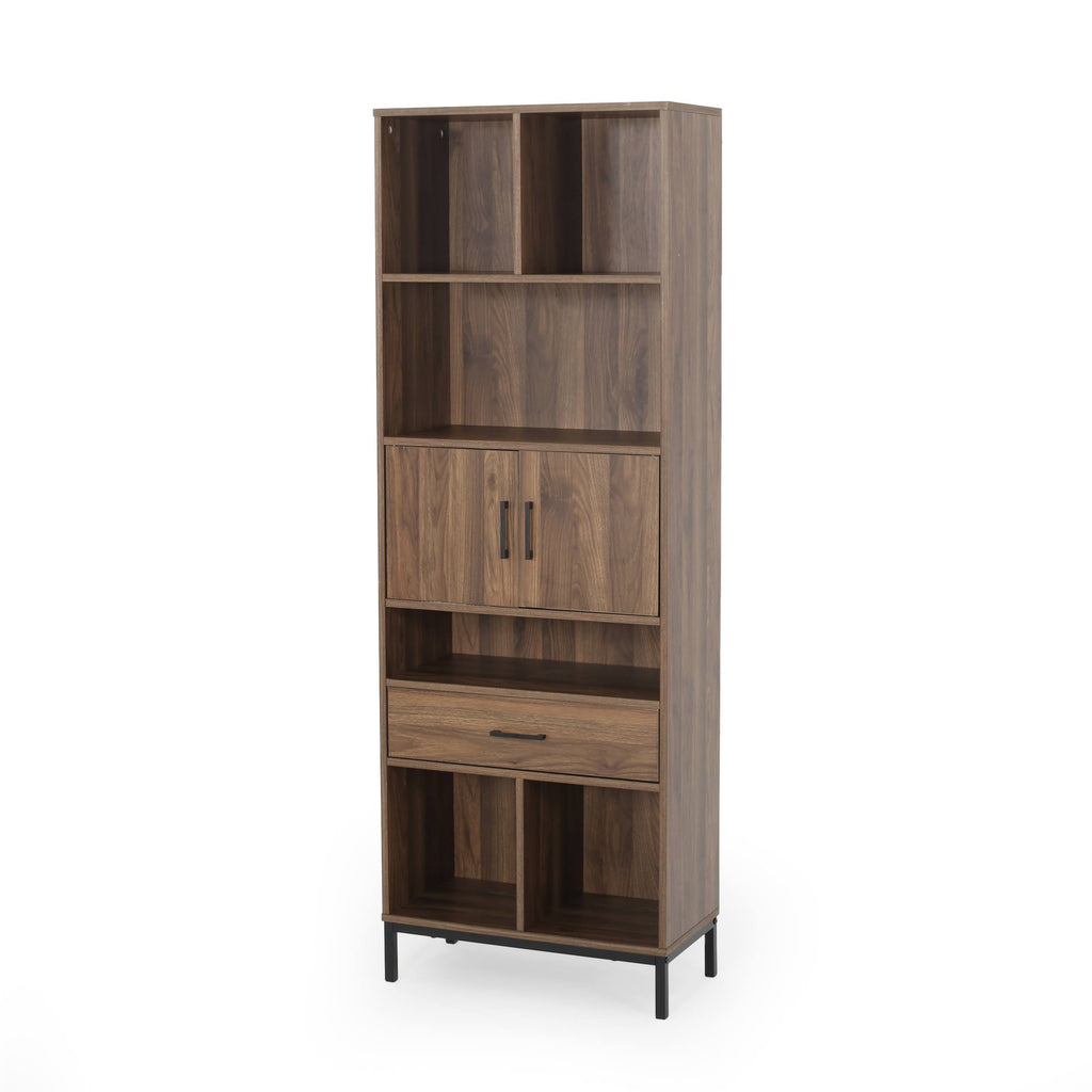 Walnut and Black Faux Wood Cube Bookcase N777092