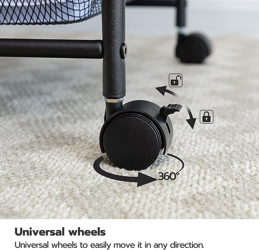 5 Tier Rolling Cart with Mesh Drawers and Wheels X9074