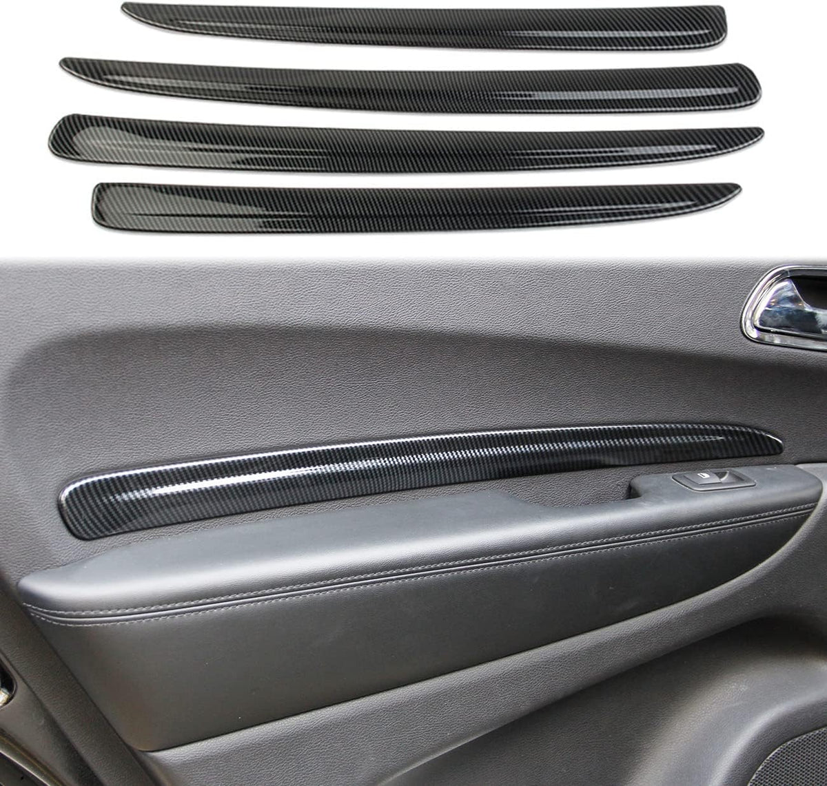 Carbon Fiber 4 Doors Panel Decor Trim Cover Pack of 2 N53679