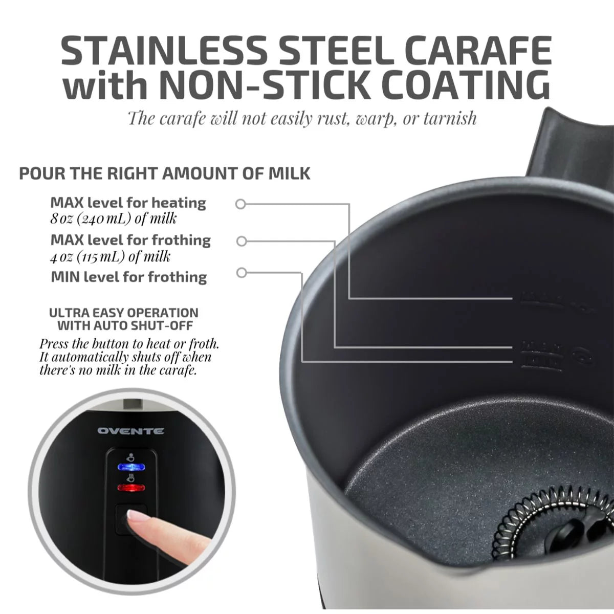 Electric Stainless Steel Milk Frother and Steamer P812921