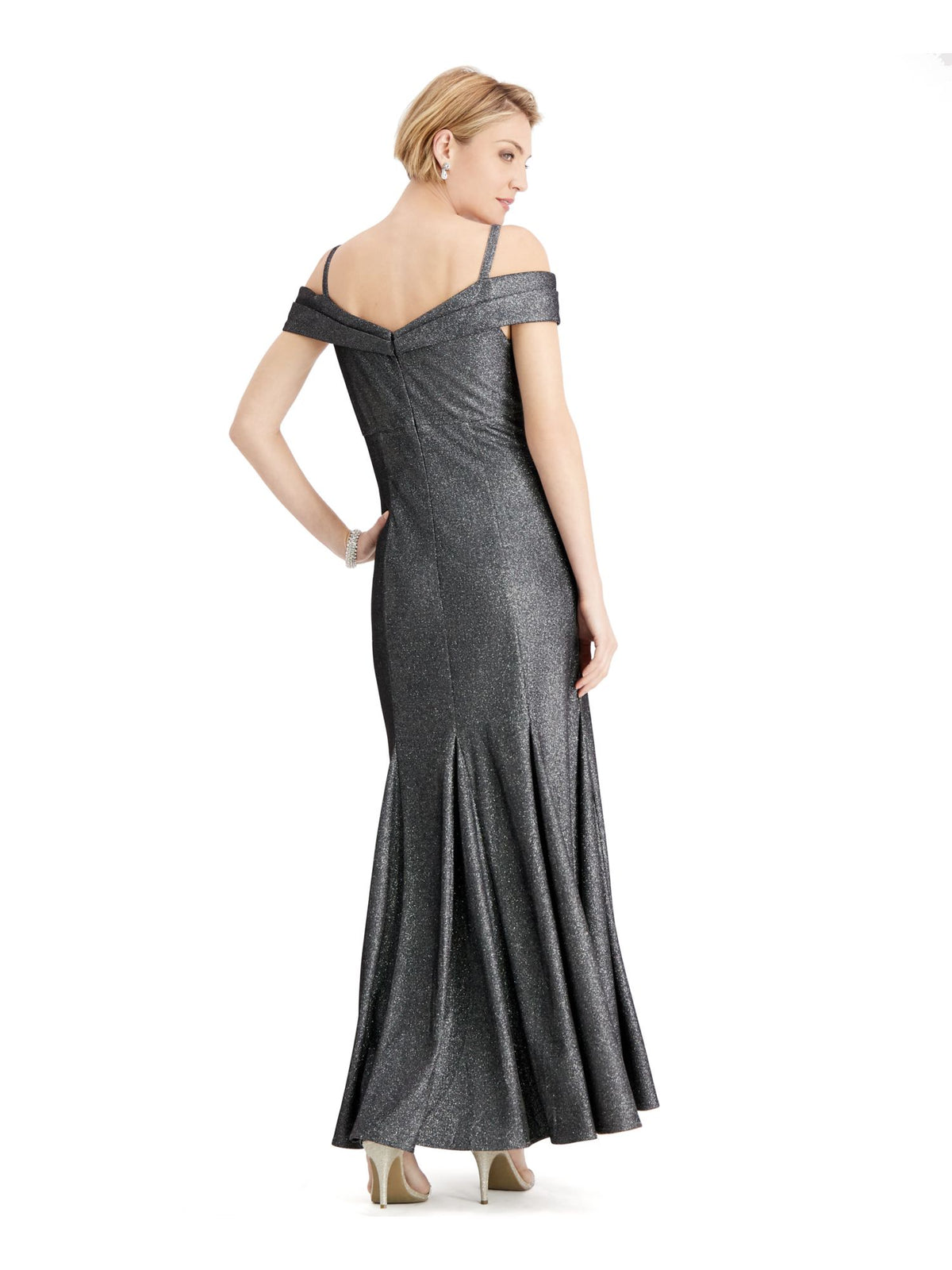 Gray Sleeveless Maxi Fit + Flare Formal Dress J7702
