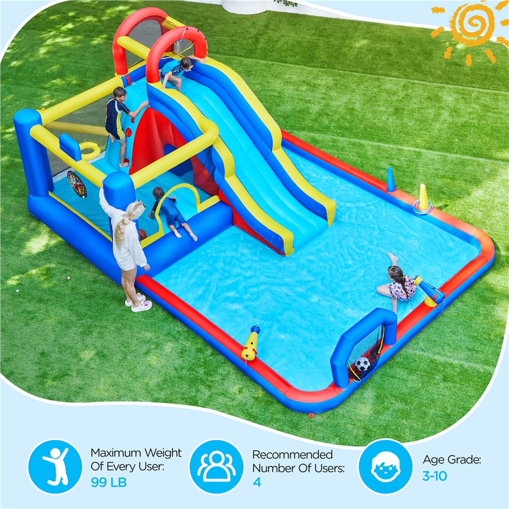 10-In-1 Inflatable Water Slide Bouncer with Blower & Storage Bag C5956