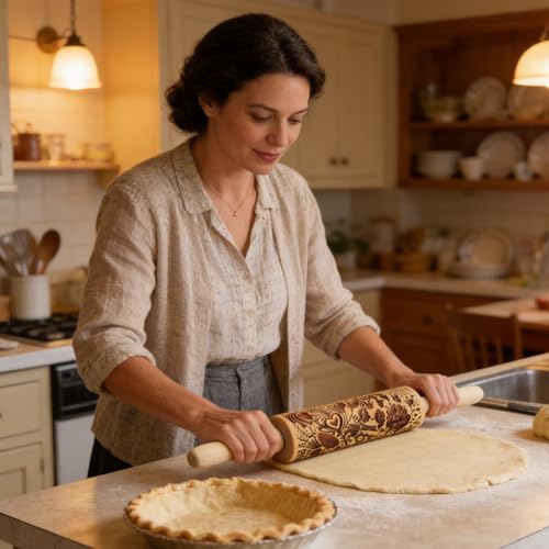 Embossed Wooden Non Stick Rolling Pin 2 Pack U759