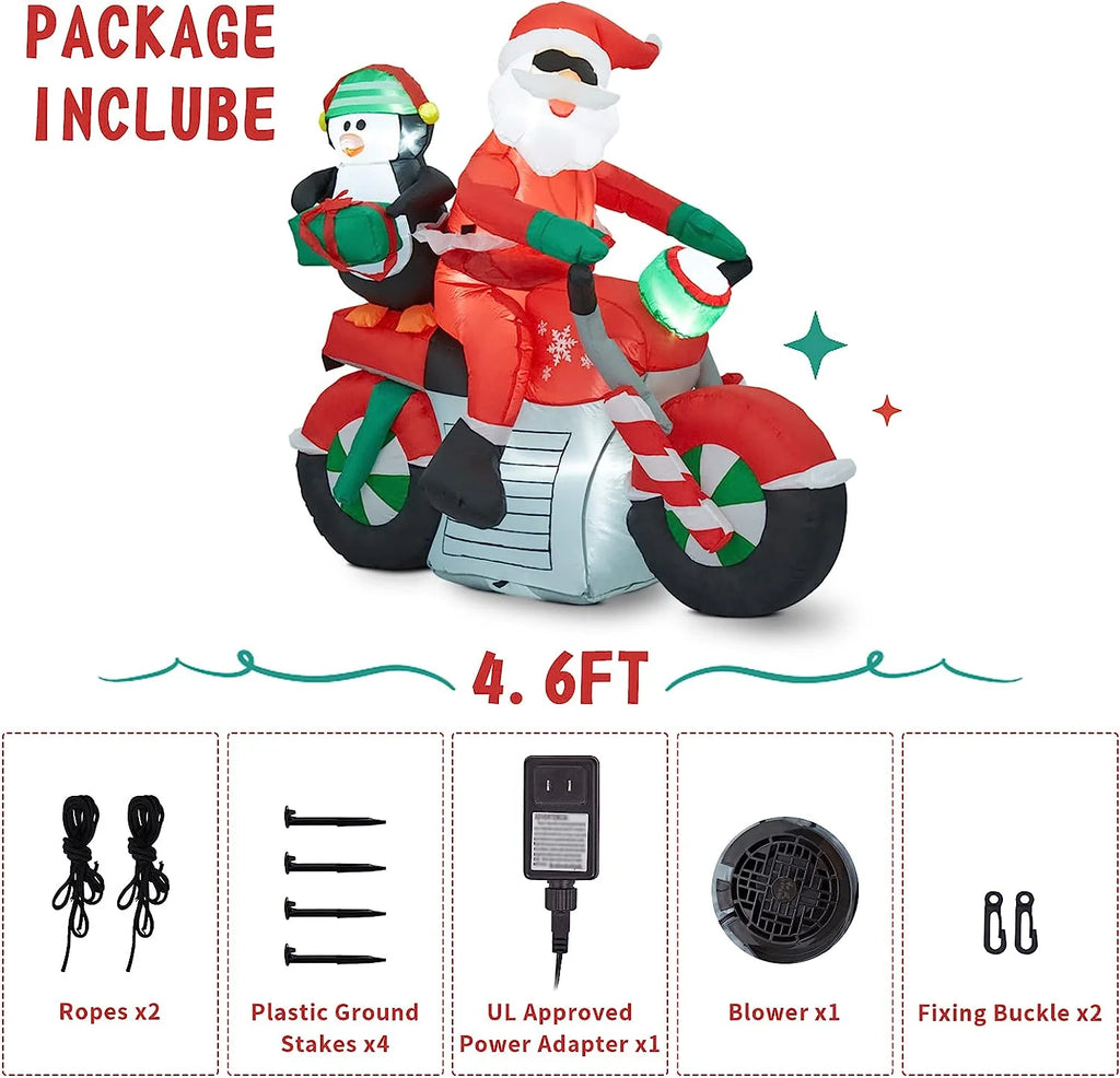 Christmas Inflatable Santa Claus Penguin on Motorcycle M9755