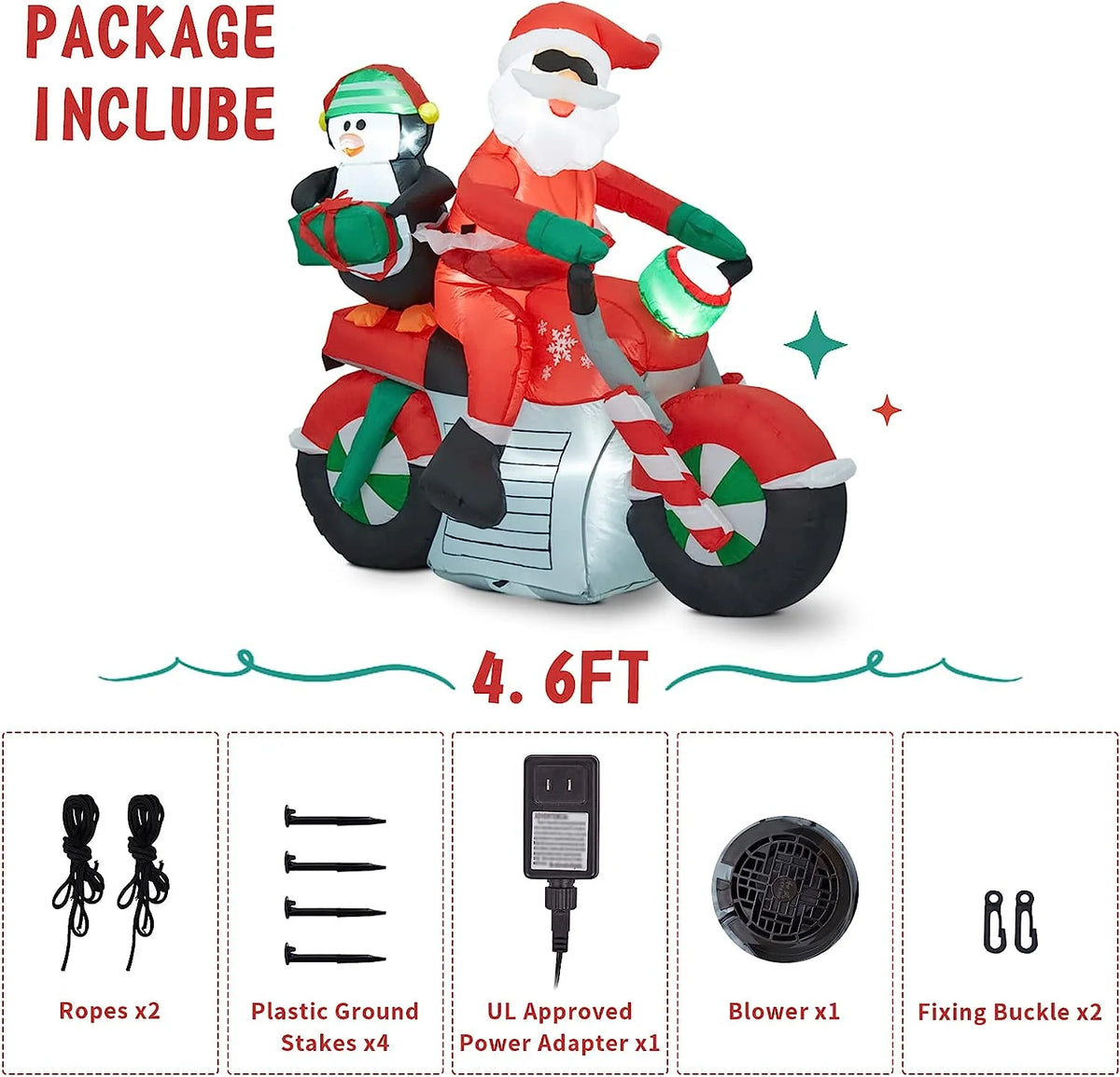 Christmas Inflatable Santa Claus Penguin on Motorcycle M9755