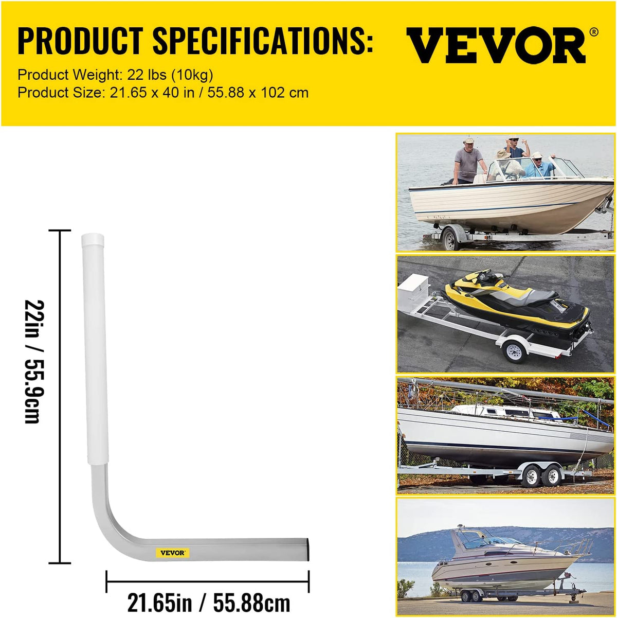 22 in. Steel Boat Trailer Guide-on with White PVC Tube Covers M7936