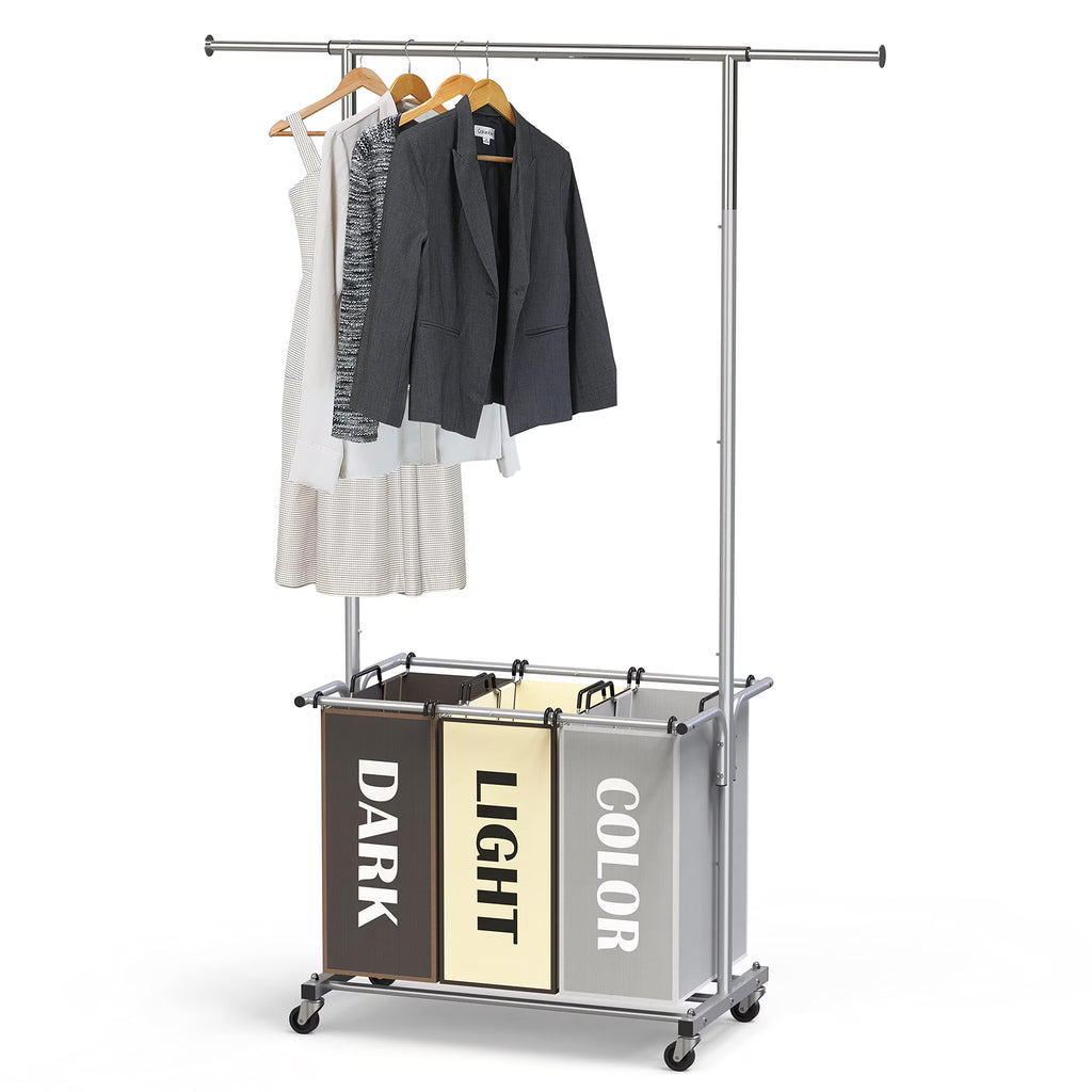 Garment Rack with 3 Bag Laundry Sorter J384