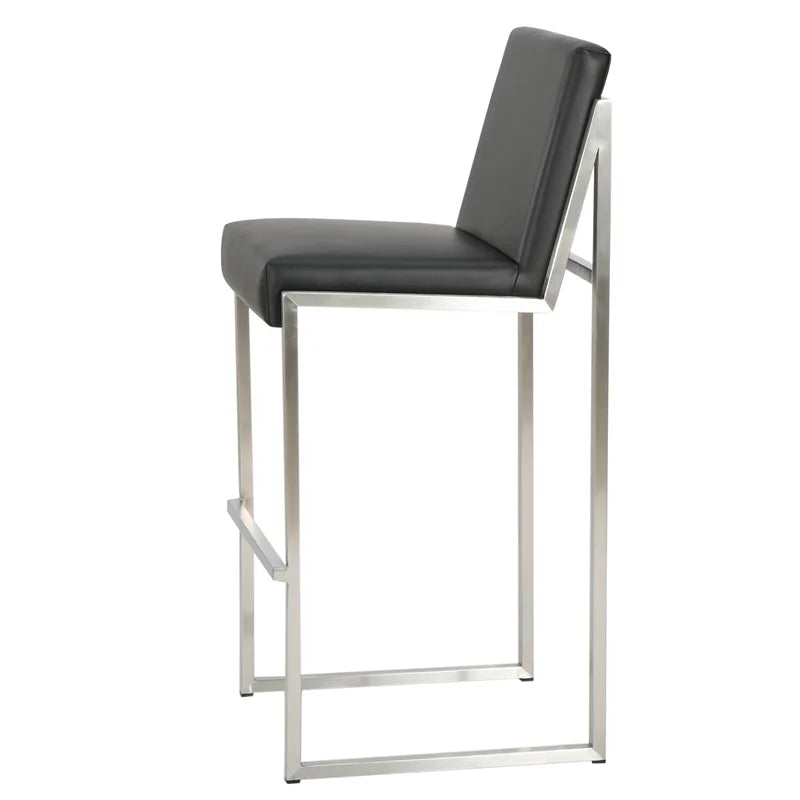 Black Leather Barstool Set of 2 H394