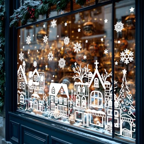 Extra Large Christmas Window Clings 4 Sheets Double-Sided Glass Decals Y589