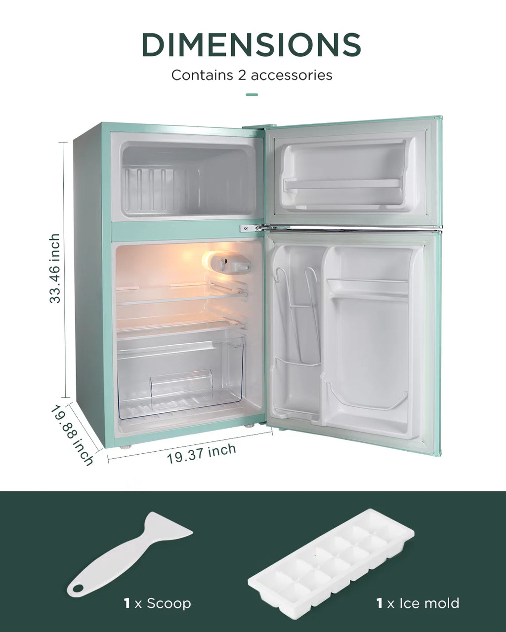 3.2 Cu ft Compact Mini Refrigerator Green O36911
