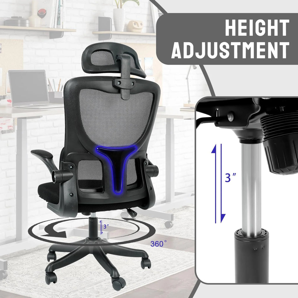 Black Mesh Ergonomic Office Chair with Headrest Q1516