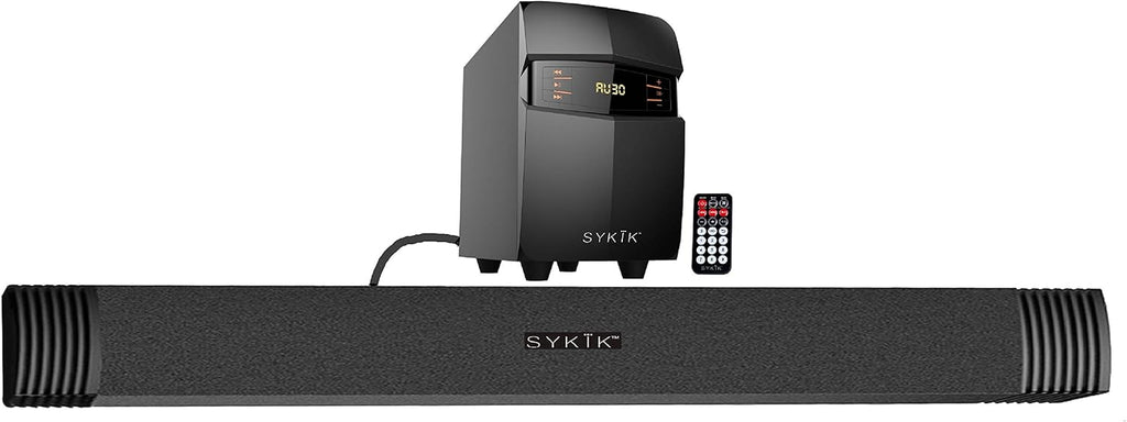Bluetooth Sound Bar with Subwoofer, Wireless Remote, FM Radio, RCA Input, USB, SD Ports and Bass Control, Pack of 2 A41574