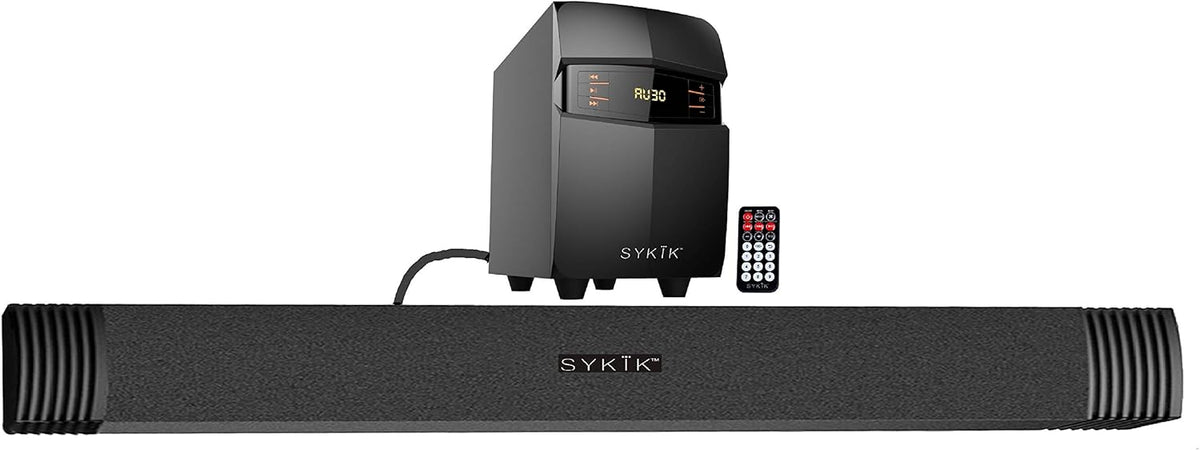 Bluetooth Sound Bar with Subwoofer, Wireless Remote, FM Radio, RCA Input, USB, SD Ports and Bass Control, Pack of 2 A41574