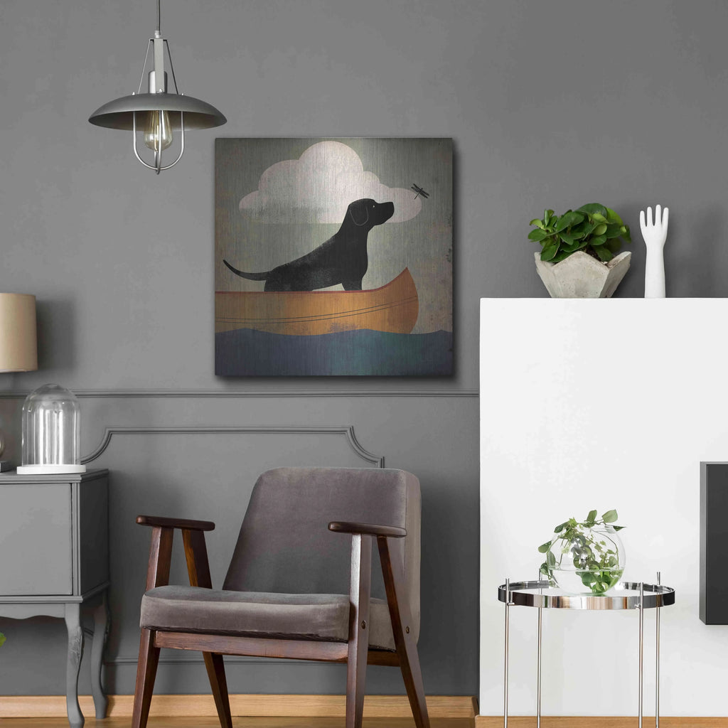 Black Dog Canoe Ride Metal Wall Art, 24"x24" M879711
