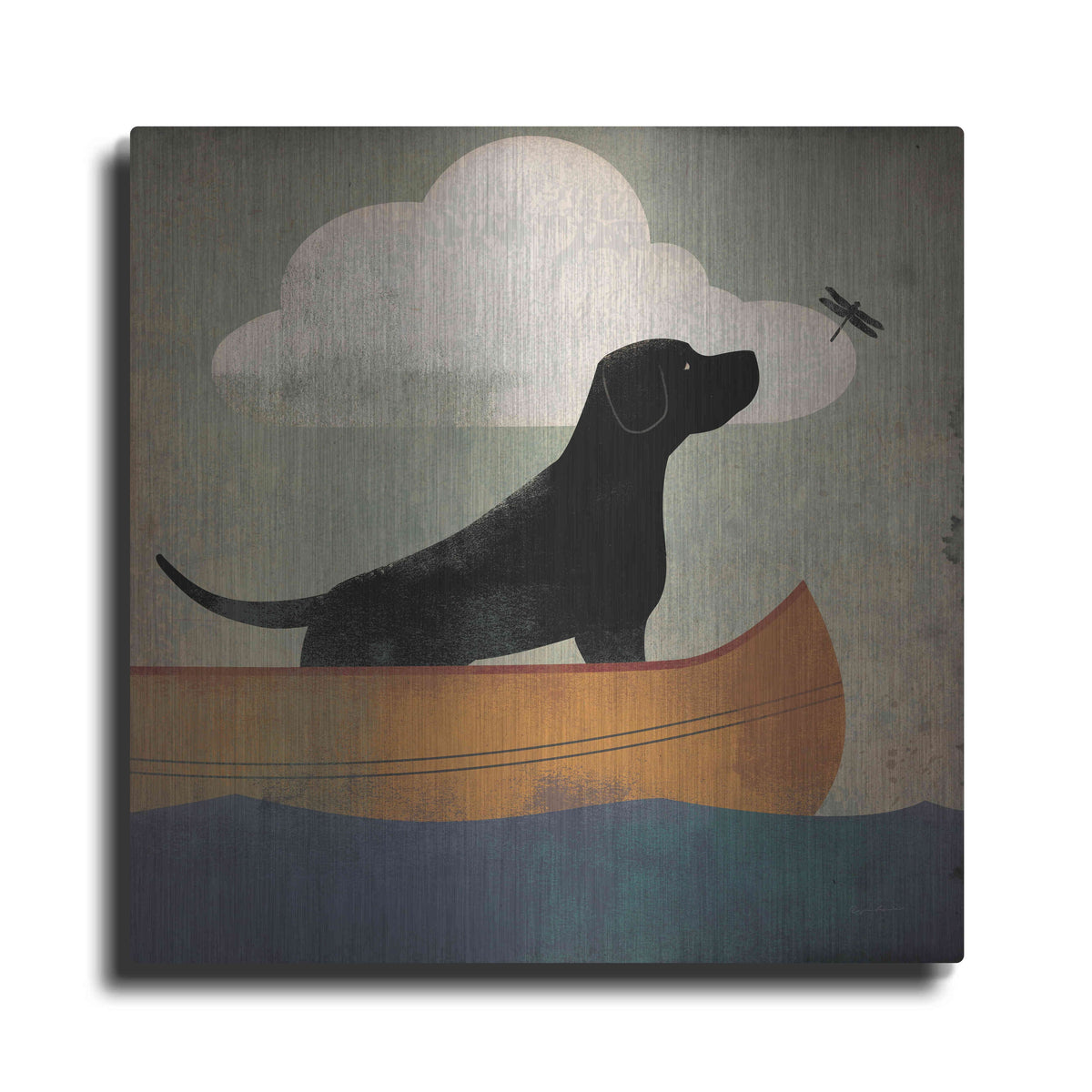 Black Dog Canoe Ride Metal Wall Art, 24"x24" M879711