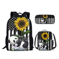 Sunflower Panda Kids Bookbag 3 Pieces Set with Thermal Lunch Bag and Pen Pouch S871