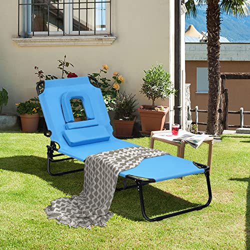 Blue Folding Chaise Lounge Chair T3213