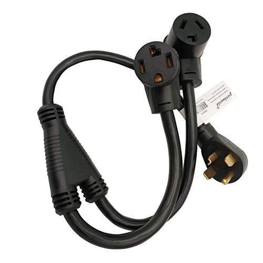 Dryer Splitter, NEMA 14-30 Male Plug to 14-30 & 10-30 Female Receptacle, 4-Prong 30 AMP Y Adapter Cord W551262