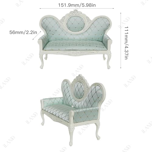 Victorian Dollhouse Furniture Set, 1/12 Scale 8pcs White & Green G614