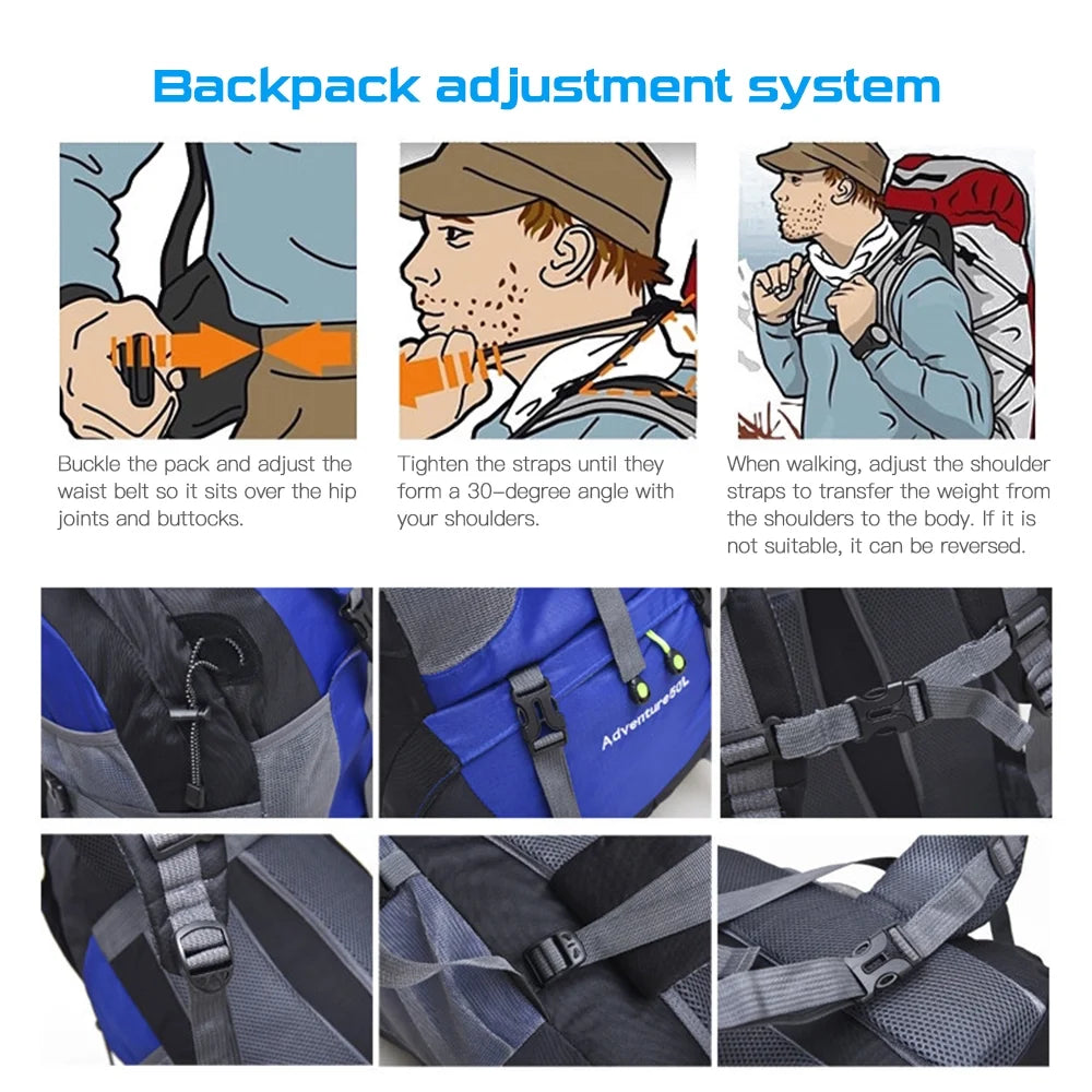 50L Water-resistant Hiking Backpack Daypack A641
