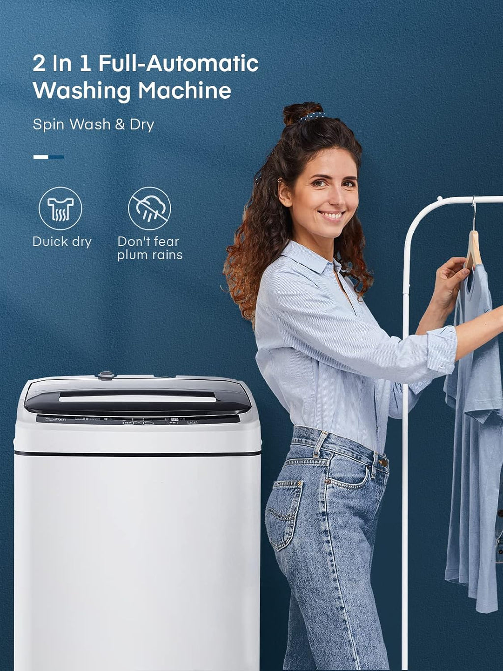 Portable Top Load Washing Machine 1.5 Cu.Ft 11lbs Capacity 8 Programs 10 Water Levels Z826077