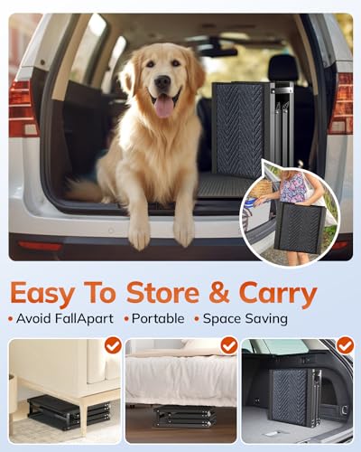 63" Long 17" Wide Folding Pet Ramp with Non-Slip Carpet Surface M8086