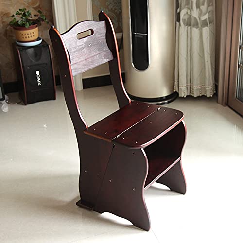 4 Step Dual Purpose Wooden Folding Step Stool (Brown) O616821