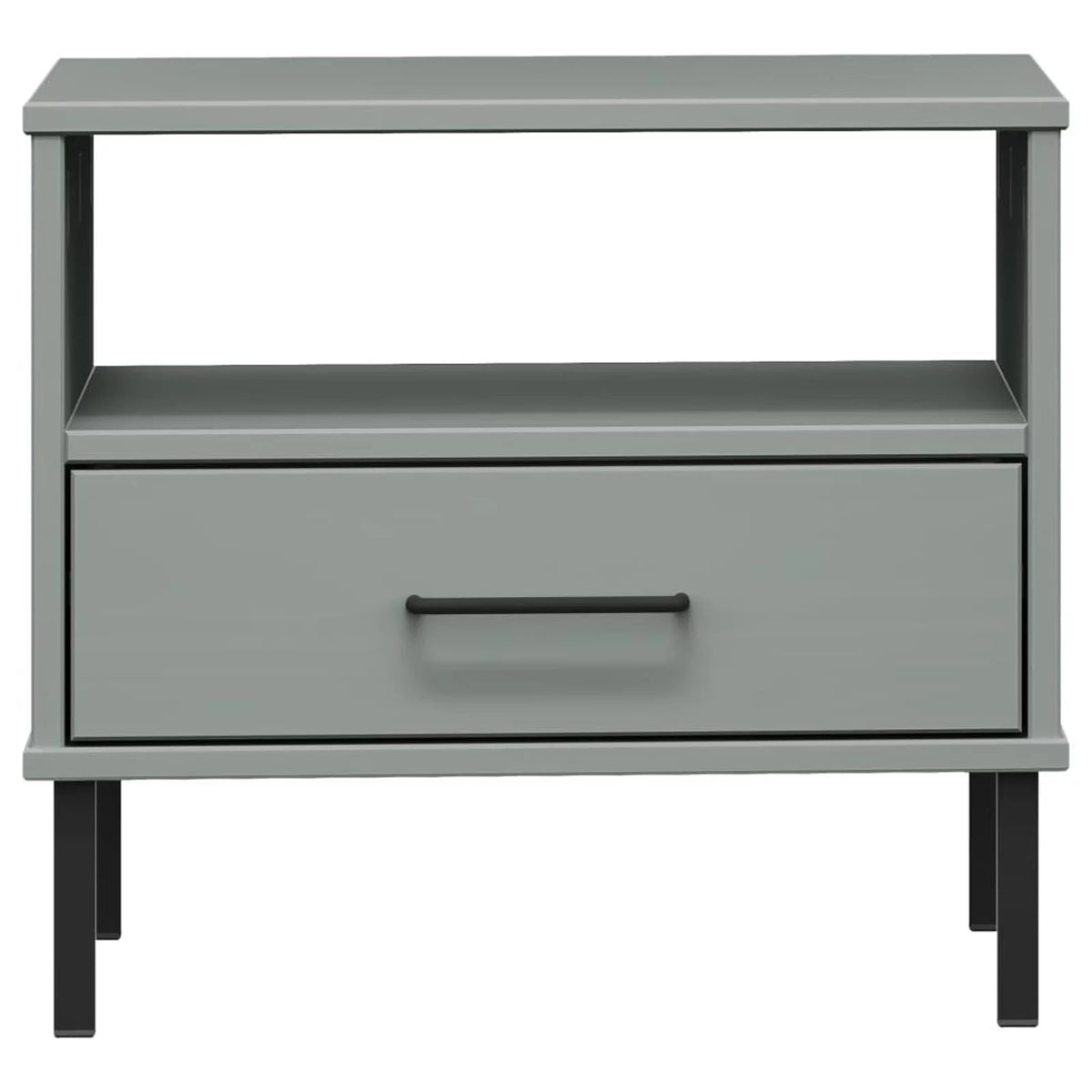Pine Wood Bedside Cabinet with Storage Drawer and Open Compartment O50425