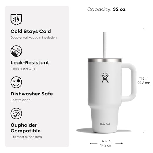 40 Oz Insulated Stainless Steel Travel Tumbler with Handle Lid and Straw T34481