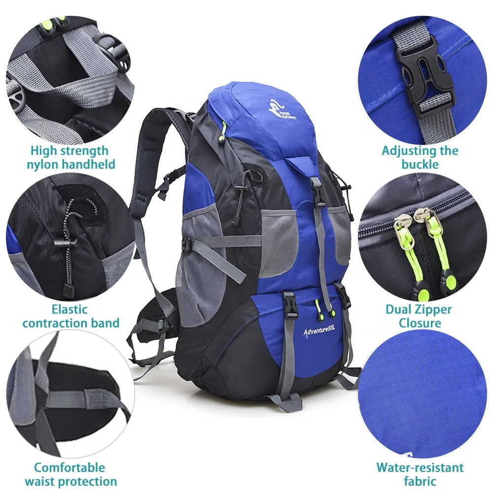 50L Water-resistant Hiking Backpack Daypack A641