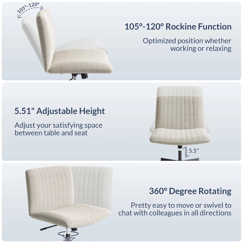 Beige Upholstered Linen Office Chair Y5397