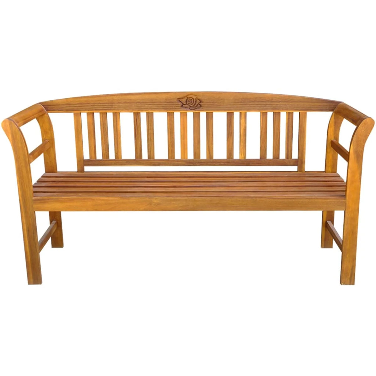 Acacia Wood Garden Bench with Black Seat Cushion J919871