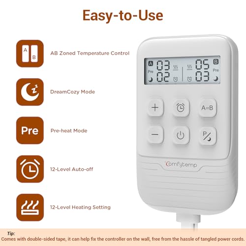Queen Heated Mattress Pad with Dual Zone Control J70152