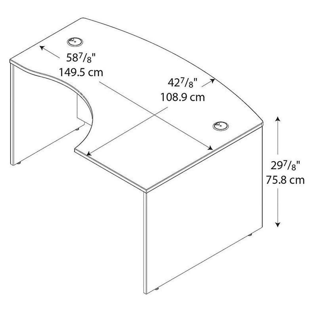 60 x 43 L Bow Desk in Hansen Cherry F71520