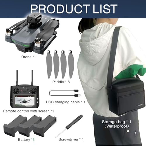 Foldable HD Camera Drone with Screen and 3 Batteries D68488