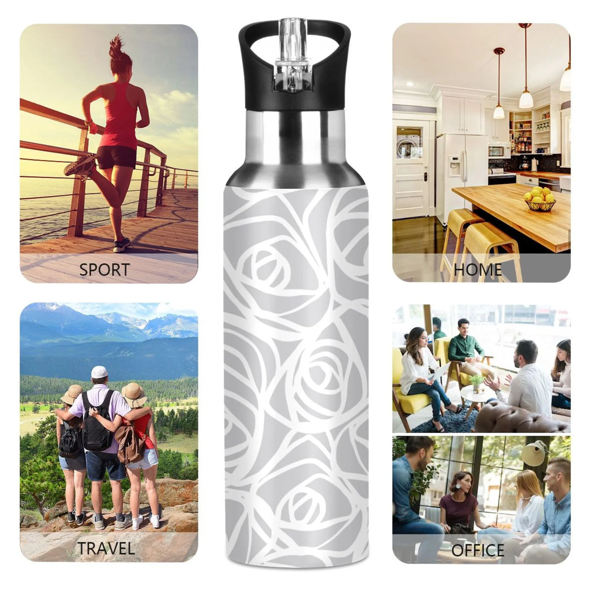 Stainless Steel Water Bottle with Straw Lid Vacuum Insulated Flask 20 OZ F568641