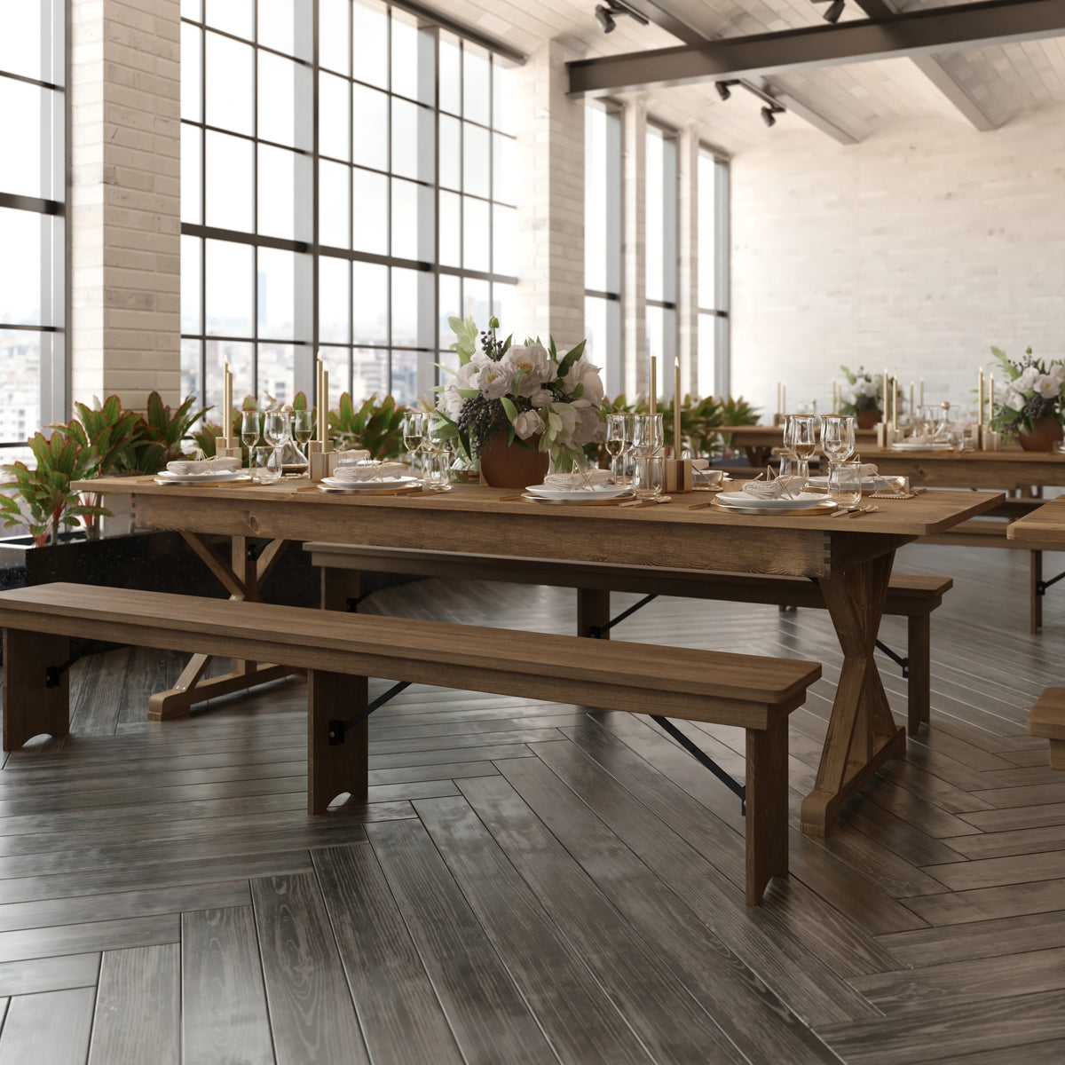Antique Rustic Solid Pine Folding Farm Table C8492
