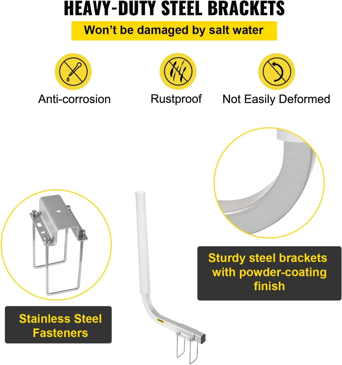 22 in. Steel Boat Trailer Guide-on with White PVC Tube Covers M7936
