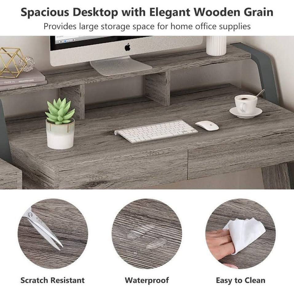 47'' Computer Desk with 2 Storage Drawers and Monitor Stand E5186