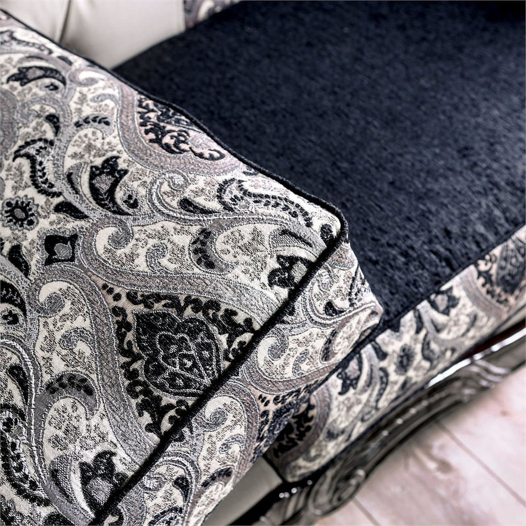 Black and Gray Chenille Upholstered 2-Piece Sofa Set R49882