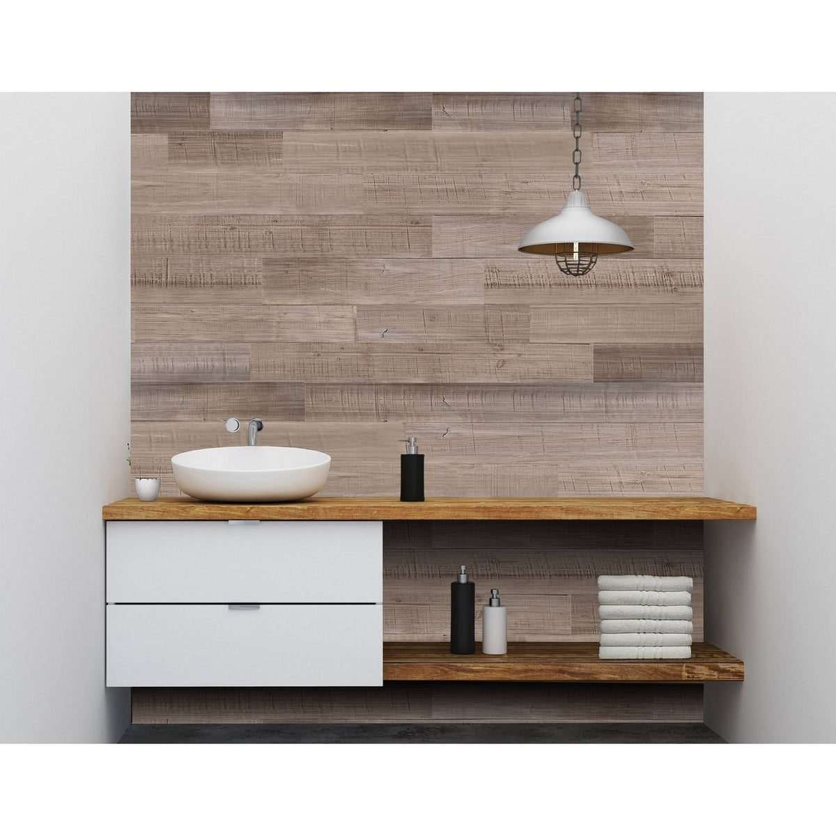 Reclaimed Peel & Stick Solid Wood Wall Paneling M494395