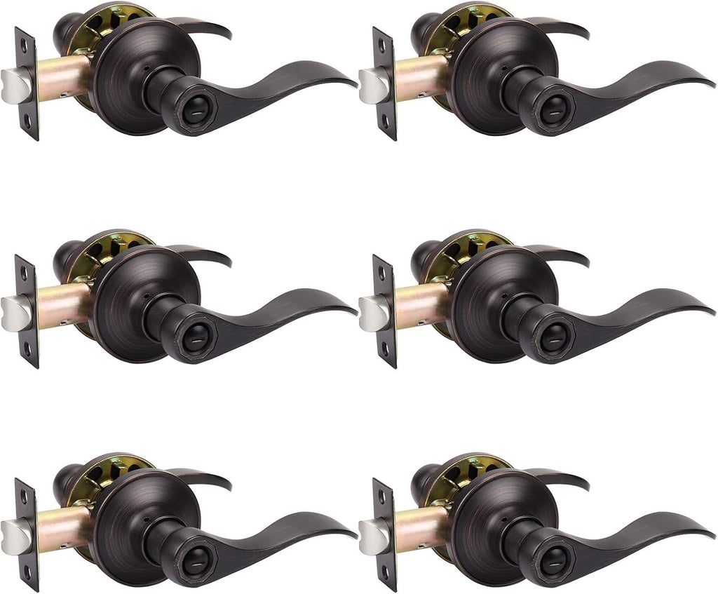 8 Pack Matte Black Privacy Door Knobs with Thumb Turn Lock O7026