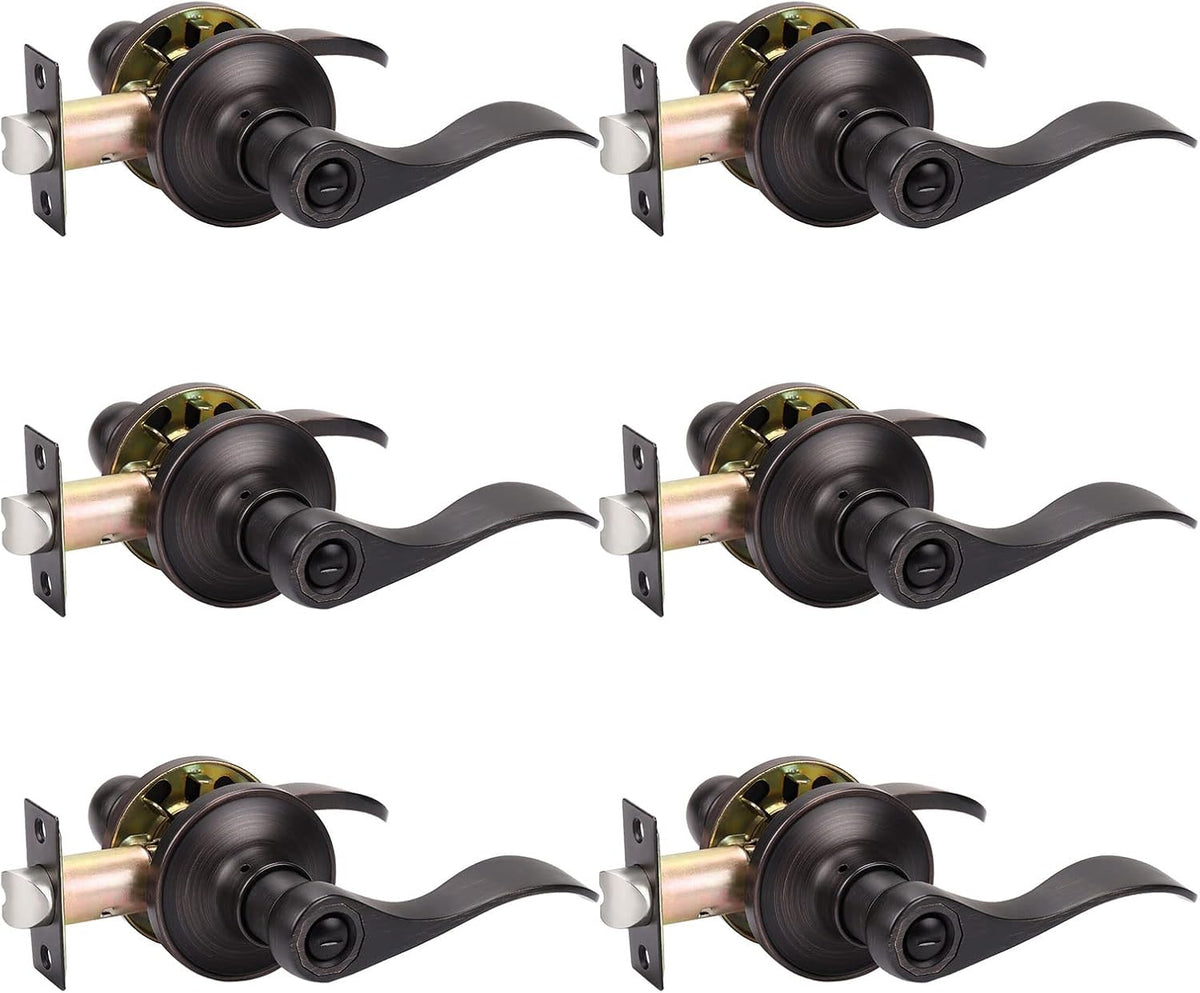 8 Pack Matte Black Privacy Door Knobs with Thumb Turn Lock O7026