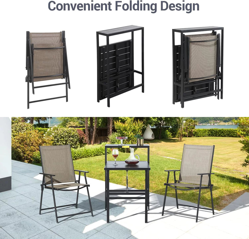 Patio Bistro Set 3 Piece Folding 2-Tier Dining Table Set J343085