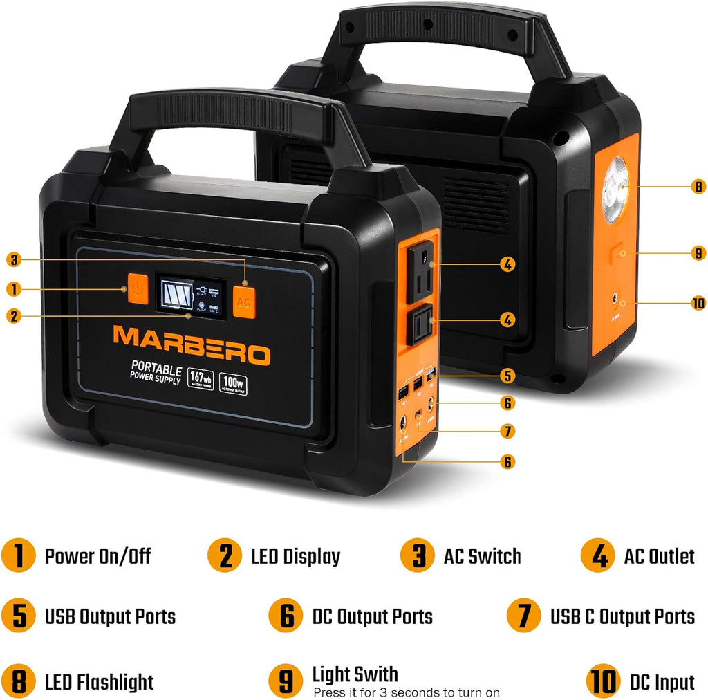 167Wh Portable Power Station with 110V AC Outlet Z256