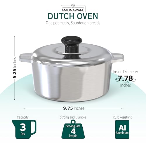 Cast Aluminum Dutch Oven with Lid - 5 Quart Lightweight Cookware Pot with Silicone Covers Z552337