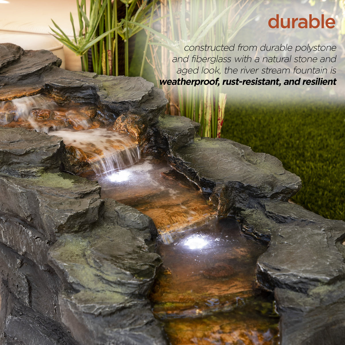 76" Outdoor Tiering Water Fountain with LED Lights Q510